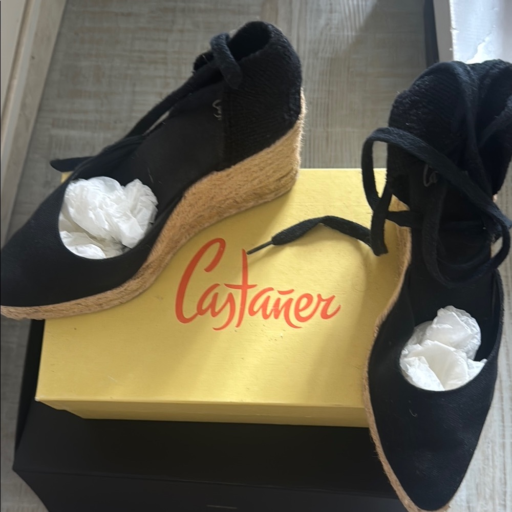 CASTANER Black Espadrille Wedge Sandals - Picture 2 of 6
